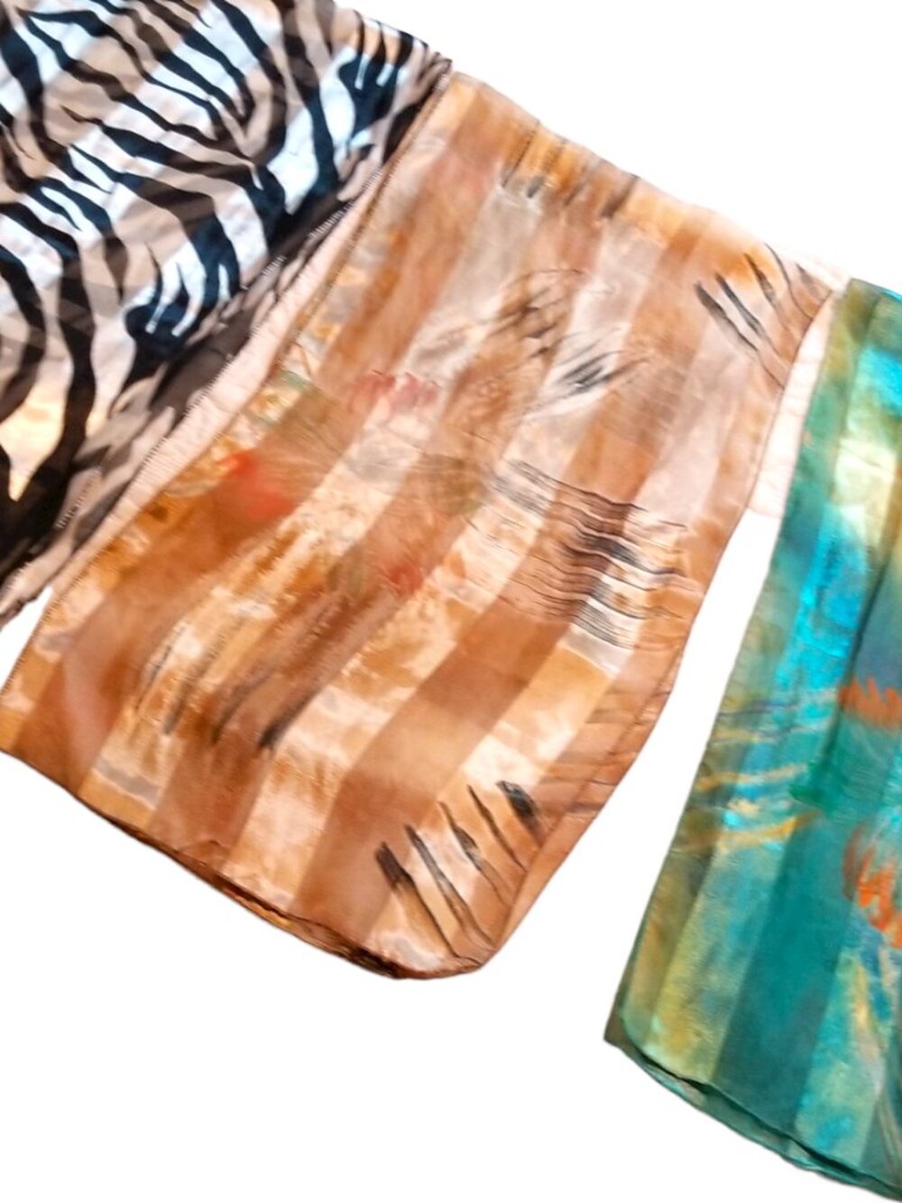 Vintage Long Silky Scarves 3 Women’s Fashion Scarves Animal Print, Abstract Wrap - Picture 9 of 9